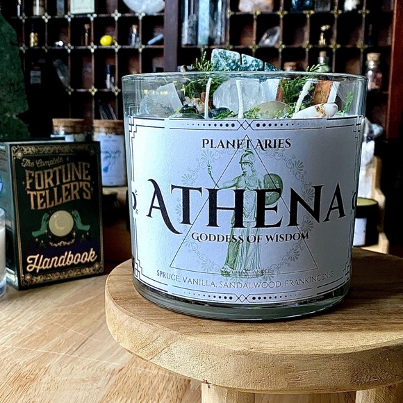 Athena Goddess of Wisdom Crystal Candle - Picture 2 of 4